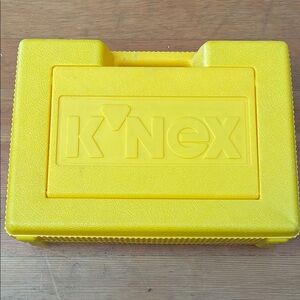 Vintage Yellow K’nex carrying case with random K’nex pieces 1997